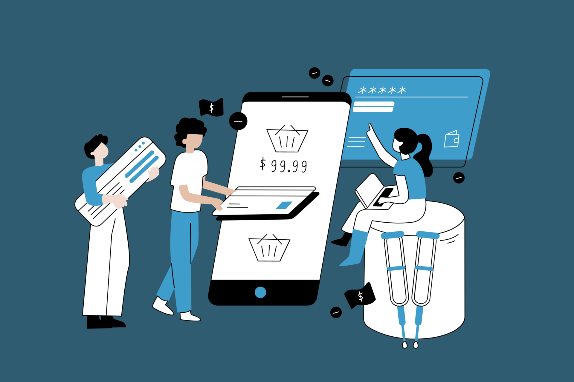 ภาพวาดลายเส้น digital marketing 